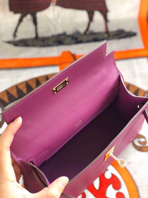 에르메스 미니 켈리백22 아네몬느 금장 스위프트